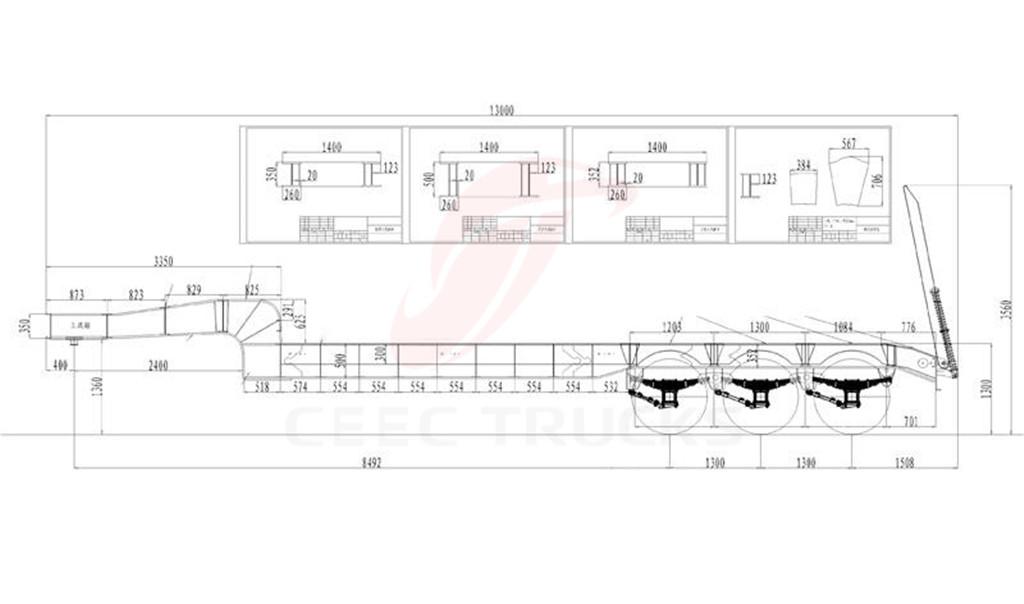 3 axle low bed semitrailers drawing details 3 axle low bed semitrailers drawing details
