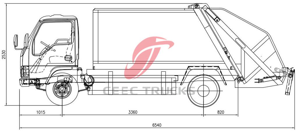 dimension of ISUZU 6CBM Compactor trucks dimension of ISUZU 6CBM Compactor trucks