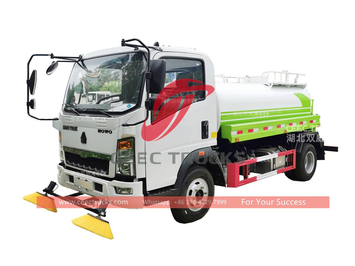 HOWO 5CBM water tank truck with sweeping brushes HOWO 5CBM water tank truck with sweeping brushes