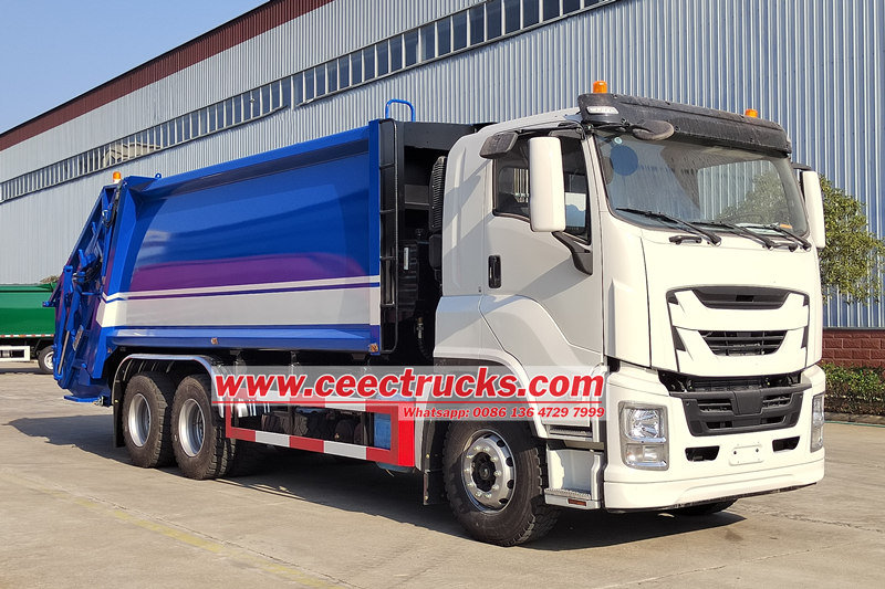 Isuzu split rear loader garbage truck