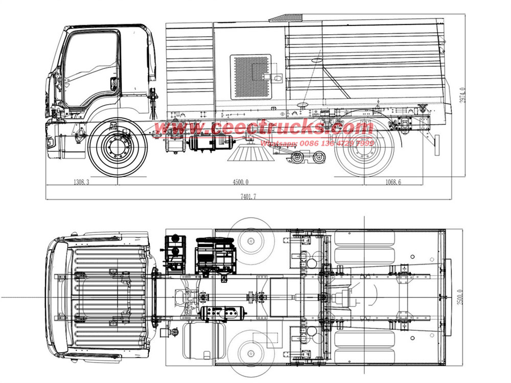 Technical drawing for ISUZU GIGA 4X sweeper jetting truck