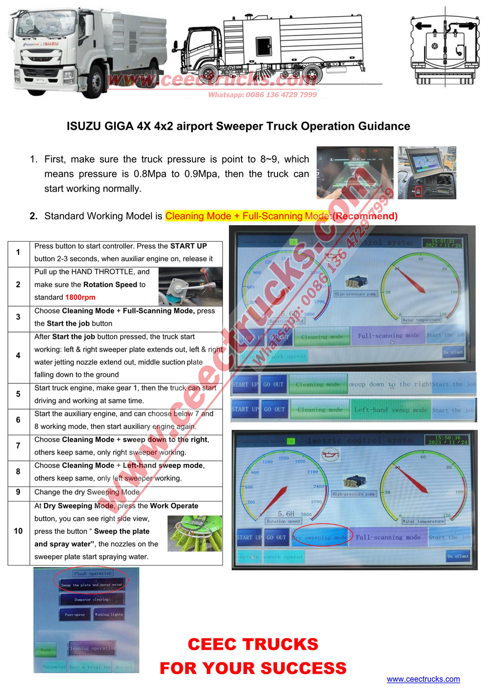 Isuzu FTR Airport cleaning sweeper Truck Operation Manual