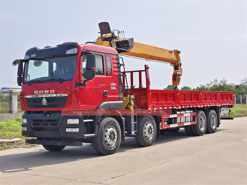 Howo 8x4 cargo truck mounted 20 tons crane