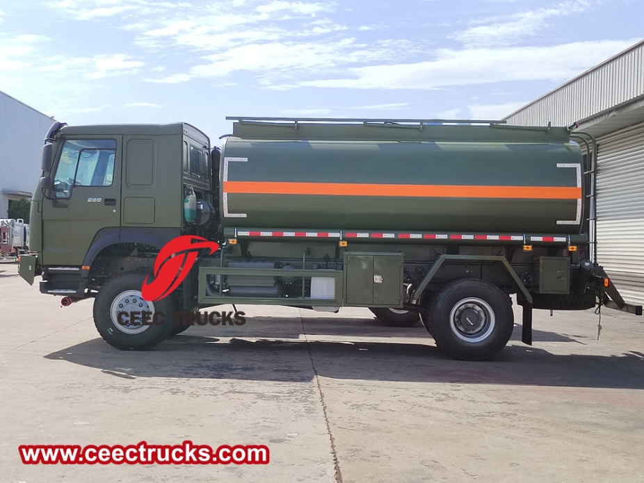 Howo 4x4 çekişli askeri mobil dizel yakıt tankeri