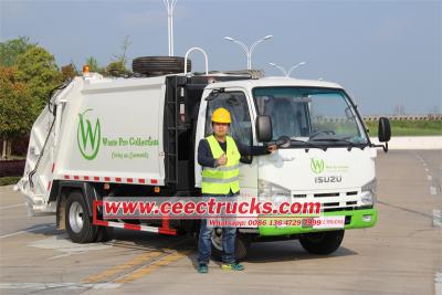 ISUZU NKR 6CBM rear end loader garbage compactor truck