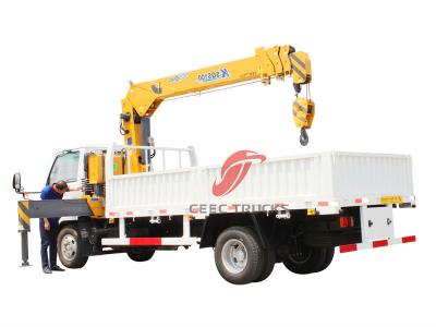 Isuzu NKR 120hp truck with 3 tons telescopic crane