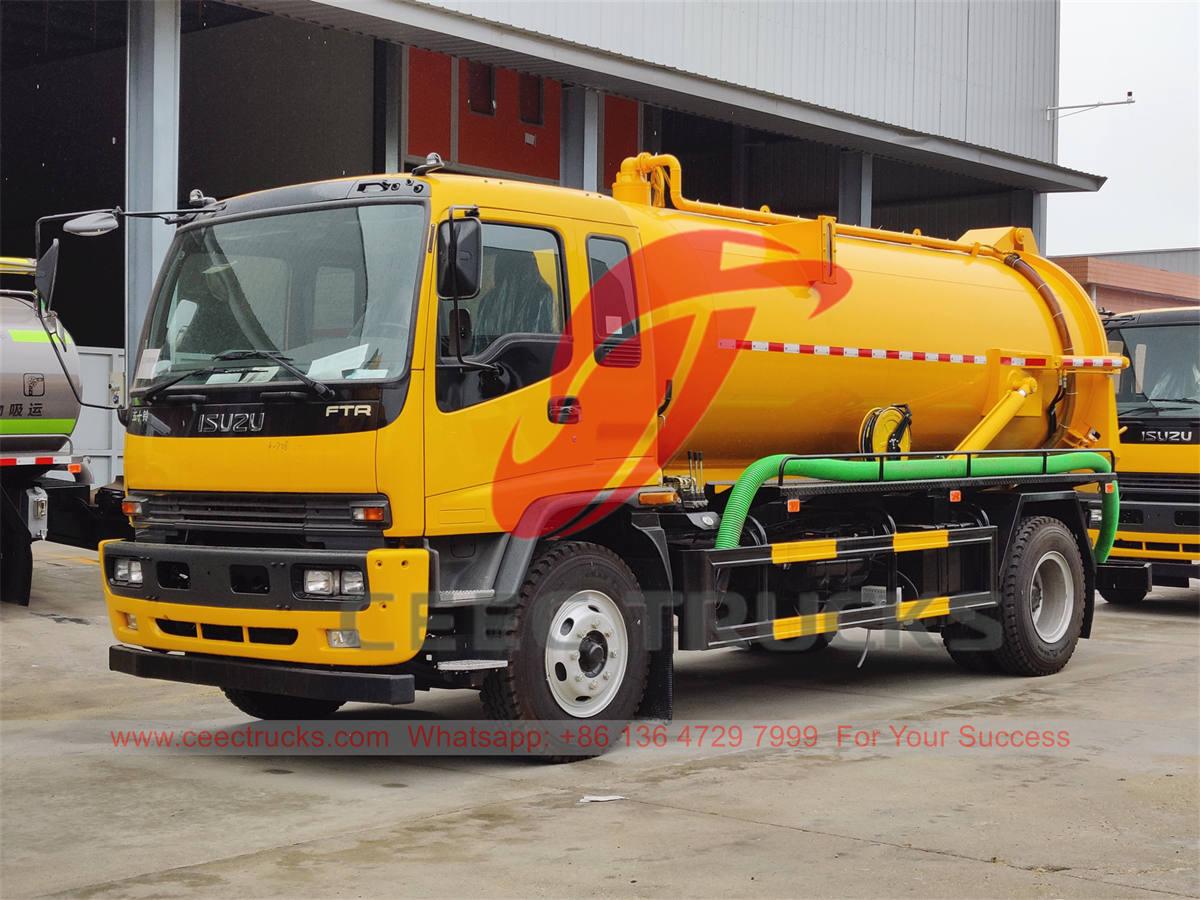 Filipinler için ISUZU FTR 10000 litre vakumlu atıksu kamyonu