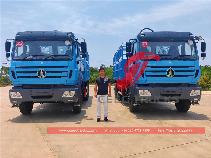 Tanzanya - CEEC TRUCKS firmasından 2 adet Beiben RHD 6×4 mafsallı bomlu vinç kamyonu ihraç edildi