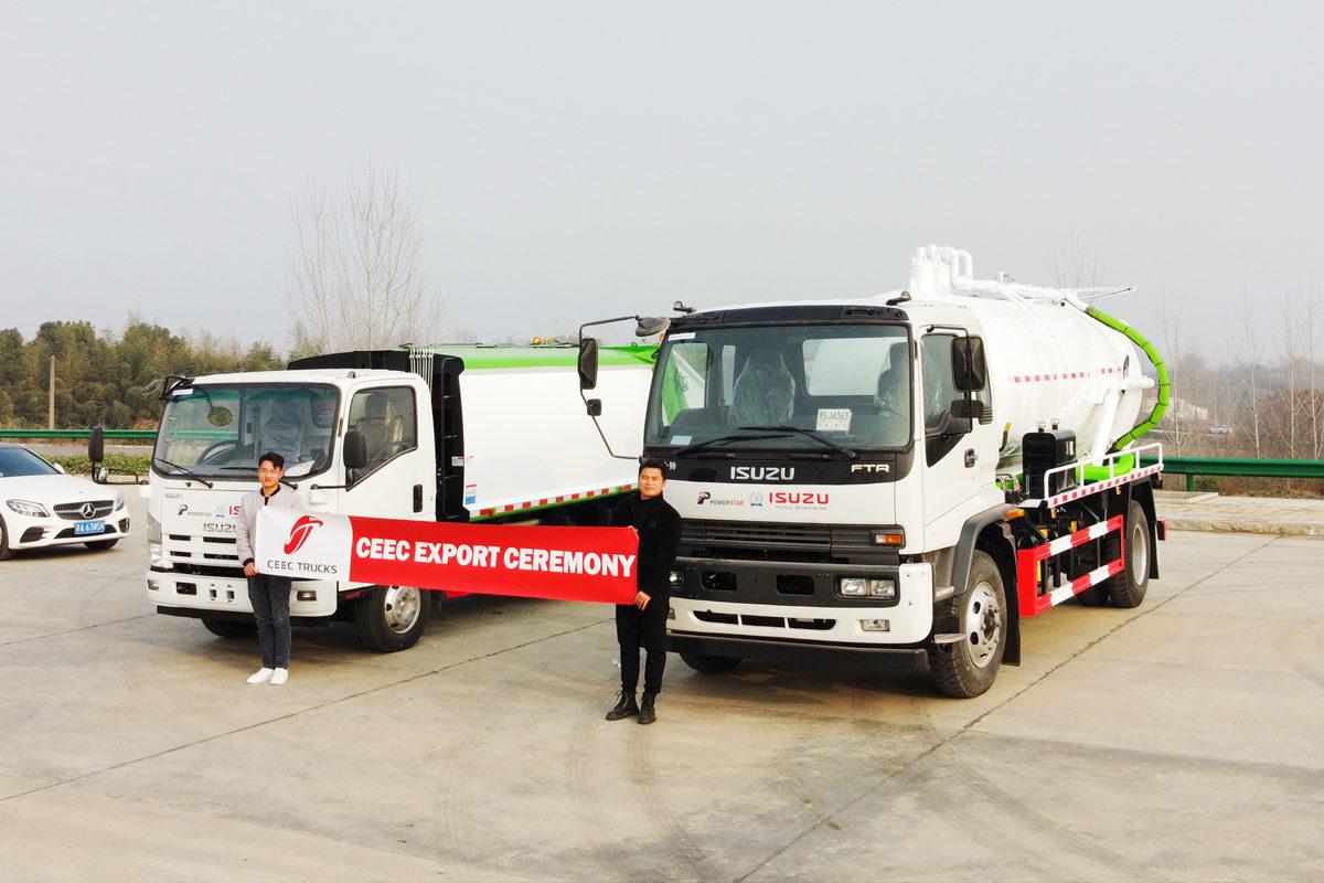 Etiyopya - ISUZU çöp sıkıştırma makinesi ve ISUZU FTR vakumlu kanalizasyon kamyonu teslim edildi